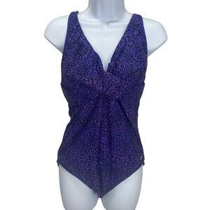 Speedo Womens One Piece Purple Criss Cross Back Swimsuit Size 12
